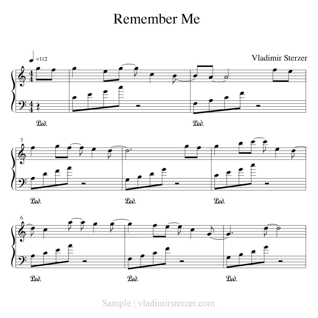 Vladimir Sterzer, Remember Me (PDF) Noten, Klavier, Piano Sheet Music